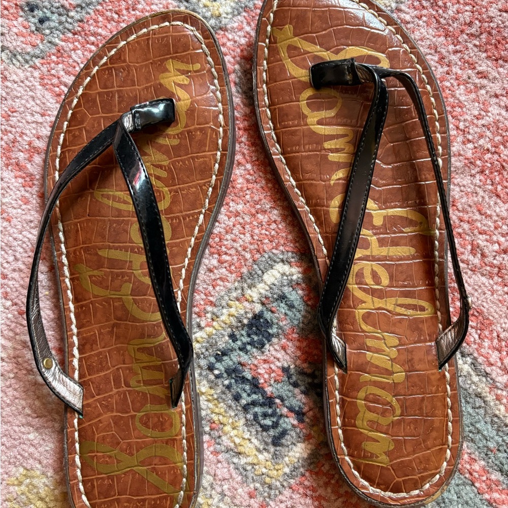 Sam Edelman Gracie Black and Brown Women's Flip Flop Sandals like new 6.5